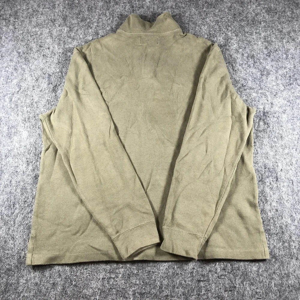 Polo Ralph Lauren Sweater Mens‎ Large Taupe Green 1/4 Zip Mock Neck Cotton